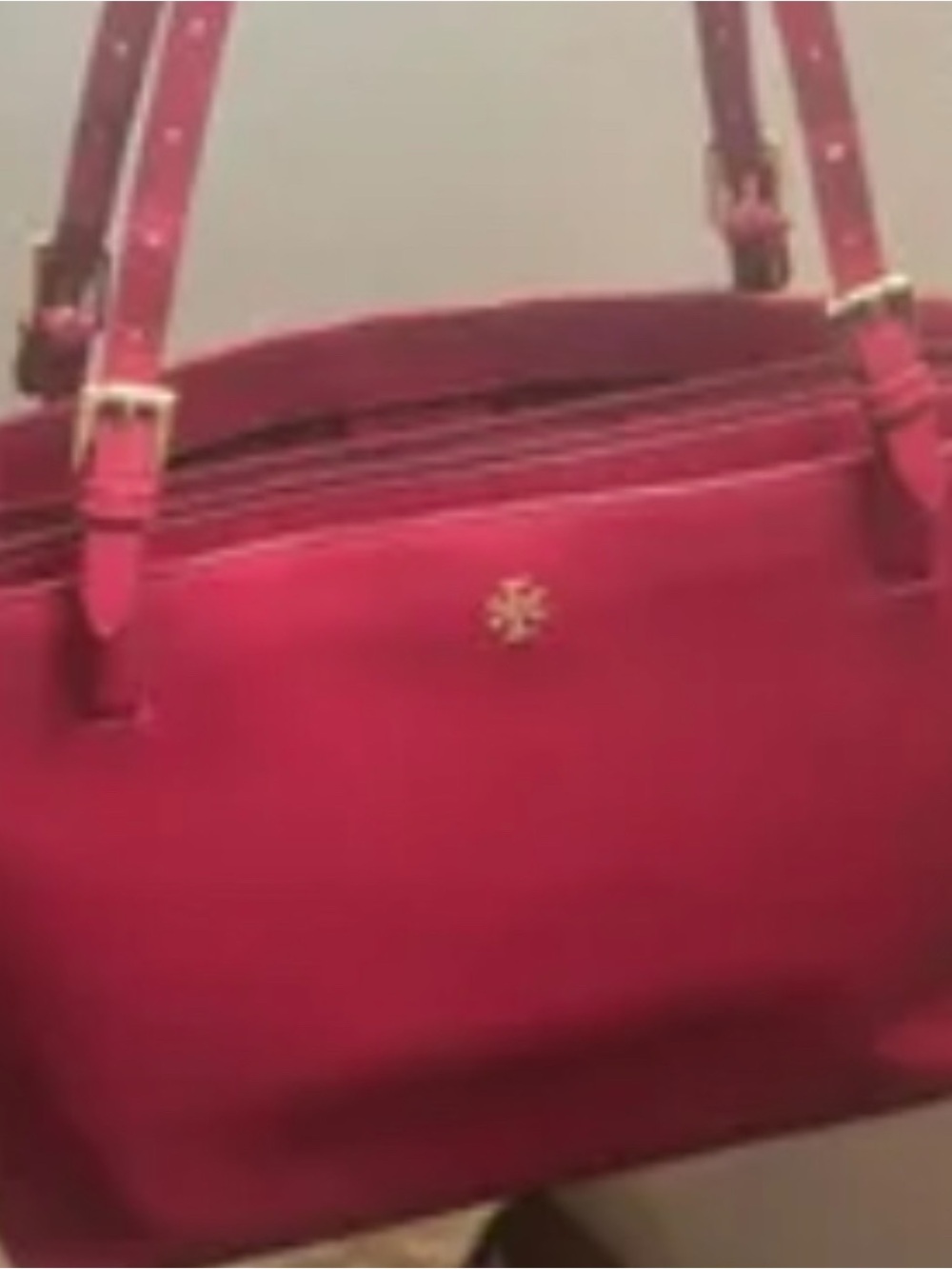 Tory Burch Pink Shoulder Tote with Gold Logo